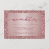 Rose Gold Glitzer Hochzeitsunterkünfte Begleitkarte (Rückseite)