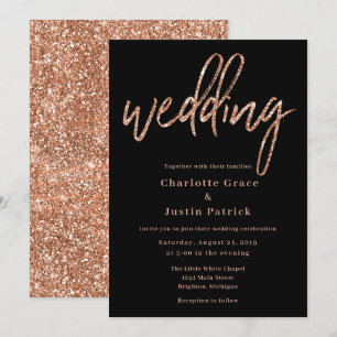 Rose Gold Glitzer Hochzeitsvorlage Einladung