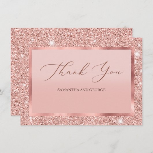 Rose Gold Glitzer Hochzeitswohnung Dankeschön Kart Dankeskarte (Vorne/Hinten)