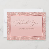 Rose Gold Glitzer Hochzeitswohnung Dankeschön Kart Dankeskarte (Vorderseite)