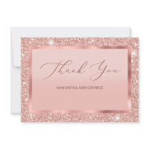 Rose Gold Glitzer Hochzeitswohnung Dankeschön Kart
