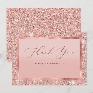 Rose Gold Glitzer Hochzeitswohnung Dankeschön Kart Dankeskarte