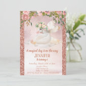 Rose Gold Glitzer Hübsch Unicorn Pegasus Einladung (Stehend Vorderseite)