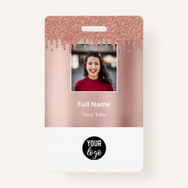 Rose Gold Glitzer ID Name des Mitarbeiters Ausweis