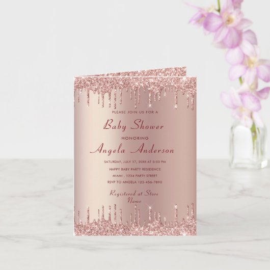 Rose Gold Glitzer Ihr Baby Girl Dusche Einladung (Orchidee)