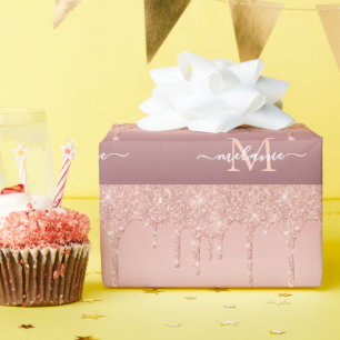 Rose Gold Glitzer Ihr Briefnamen Wrapper Geschenkpapier