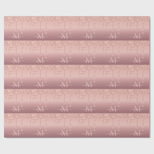 Rose Gold Glitzer Ihr Briefnamen Wrapper Geschenkpapier (Flach)