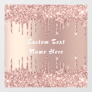 Rose Gold Glitzer Ihr Name Textfenster Klammern Fensteraufkleber