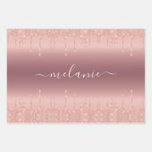 Rose Gold Glitzer Ihr Name Verpackungspapier Blatt (Vorderseite)