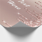 Rose Gold Glitzer Ihr Namensschild Geschenkpapier (Ecke)