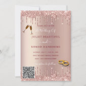 Rose Gold Glitzer Ihr QR Code Einladung Hochzeit (Vorderseite)