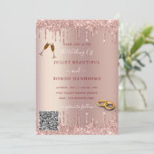 Rose Gold Glitzer Ihr QR Code Einladung Hochzeit (Stehend Vorderseite)