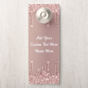 Rose Gold Glitzer Ihr Textname Türöffnung Gefahr Türanhänger