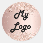 Rose Gold Glitzer Image Business-Logo Runder Aufkleber (Vorderseite)