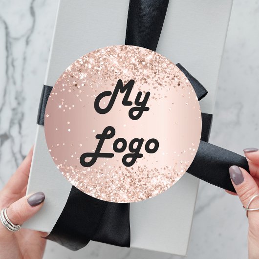 Rose Gold Glitzer Image Business-Logo Runder Aufkleber