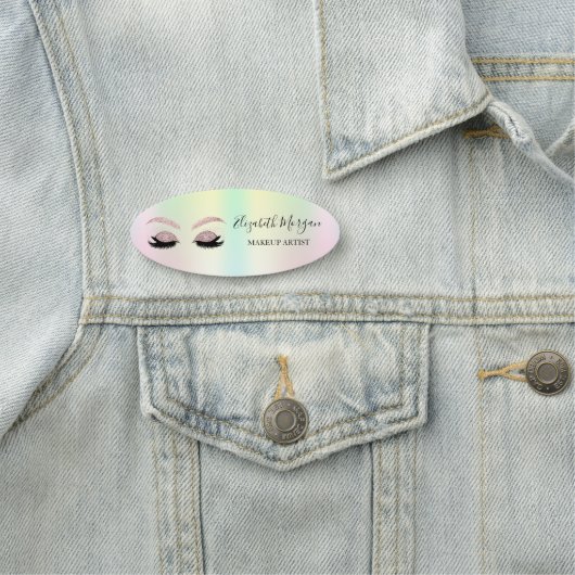 Rose Gold Glitzer Imitate Lashes Namensschild (Beispiel)