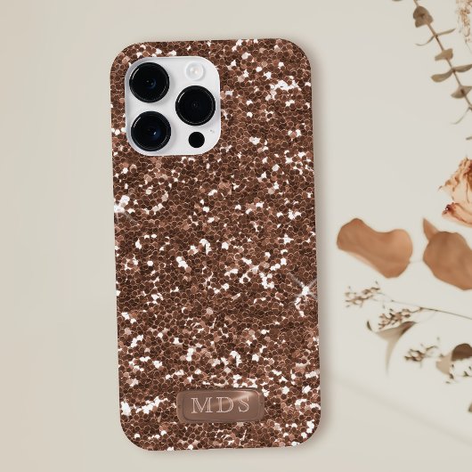Rose Gold Glitzer Imitate Metal Monogram Sparkle Case-Mate iPhone Hülle