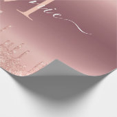Rose Gold Glitzer Individuelle Name Geschenkpapier (Ecke)