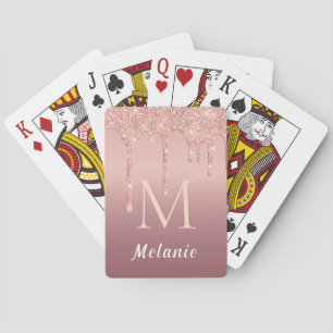 Rose Gold Glitzer Individuelle Name Letter Playing Spielkarten
