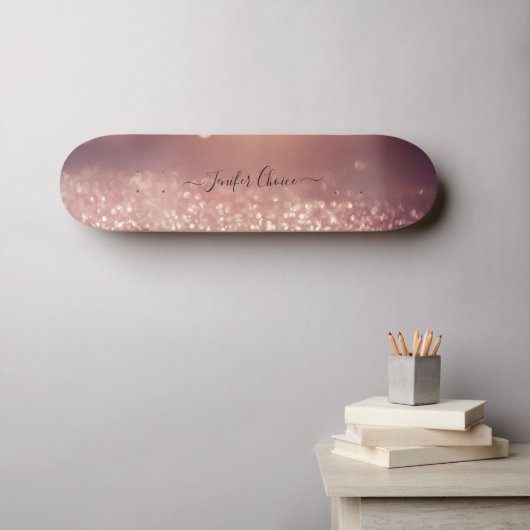 ROSE GOLD Glitzer Individuelle Name Skateboard (Wandkunst (Horz))