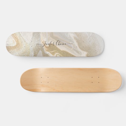 ROSE GOLD Glitzer Individuelle Name Skateboard (Horizontal)