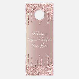 Rose Gold Glitzer Individuelle Name Texttür Gefahr Türanhänger