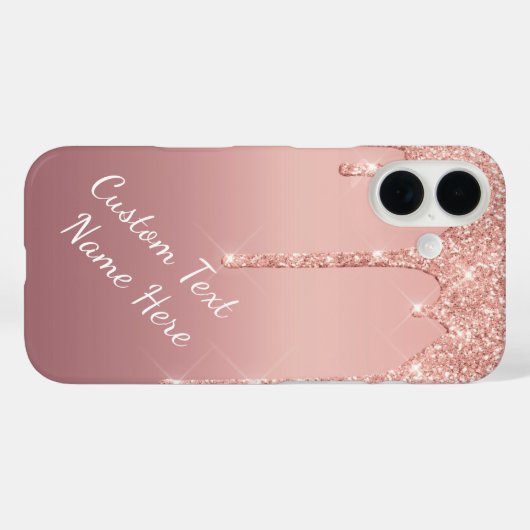 Rose Gold Glitzer iPhone Case - benutzerdefinierte (Rückseite (Horizontal))