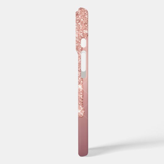 Rose Gold Glitzer iPhone Case - benutzerdefinierte (Rückseite / Links)