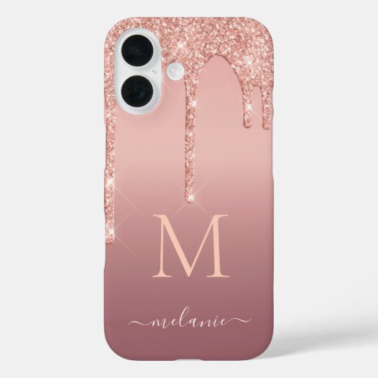 Rose Gold Glitzer iPhone Case Individuelle Name Le (Rückseite)