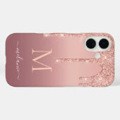 Rose Gold Glitzer iPhone Case Individuelle Name Le (Rückseite (Horizontal))