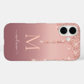 Rose Gold Glitzer iPhone Case mit benutzerdefinier (Rückseite (Horizontal))
