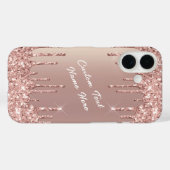 Rose Gold Glitzer iPhone Case mit benutzerdefinier (Rückseite (Horizontal))