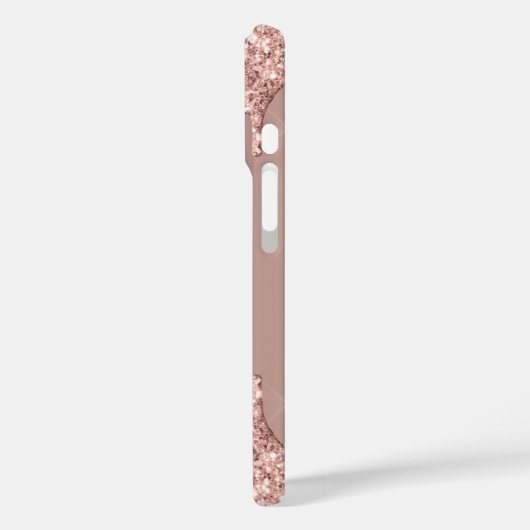 Rose Gold Glitzer iPhone Case mit benutzerdefinier (Rückseite / Links)