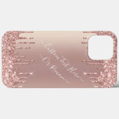 Rose Gold Glitzer iPhone Case mit benutzerdefinier (Rückseite (Horizontal))