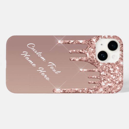 Rose Gold Glitzer iPhone Case mit benutzerdefinier (Rückseite (Horizontal))
