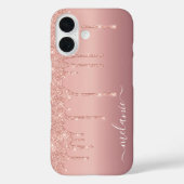 Rose Gold Glitzer iPhone Case mit Individuelle Nam (Rückseite)