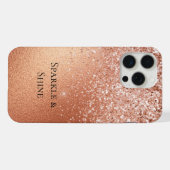 Rose Gold Glitzer iPhone Hülle (Rückseite (Horizontal))