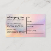 Rose Gold Glitzer Iridescent Geschenkgutschein Visitenkarte (Rückseite)