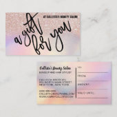 Rose Gold Glitzer Iridescent Geschenkgutschein Visitenkarte (Vorne/Hinten)