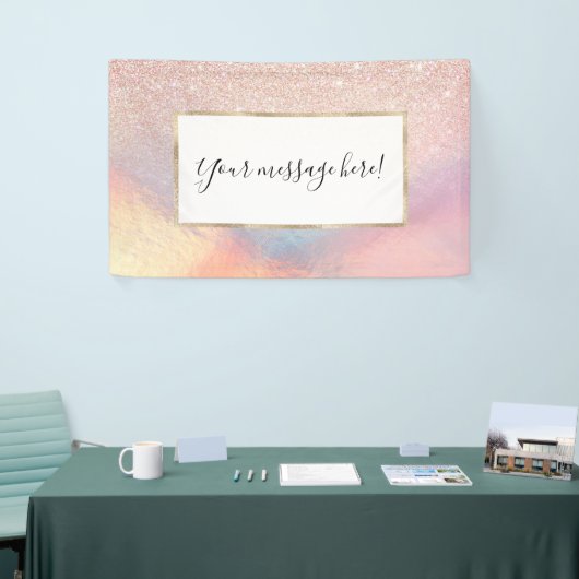Rose Gold Glitzer Iridescent Holographic Gradient Banner (Messeveranstaltung)