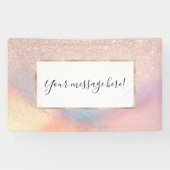 Rose Gold Glitzer Iridescent Holographic Gradient Banner (Horizontal)