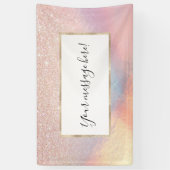 Rose Gold Glitzer Iridescent Holographic Gradient Banner (Vertikal)