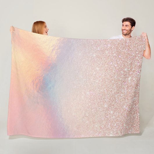 Rose Gold Glitzer Iridescent Holographic Gradient Fleecedecke (Beispiel)