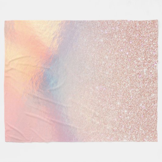 Rose Gold Glitzer Iridescent Holographic Gradient Fleecedecke (Vorderseite (Horizontal))