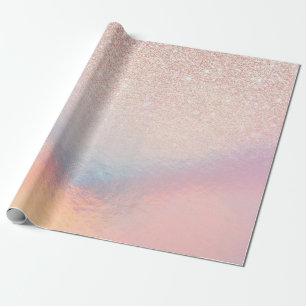 Rose Gold Glitzer Iridescent Holographic Gradient Geschenkpapier