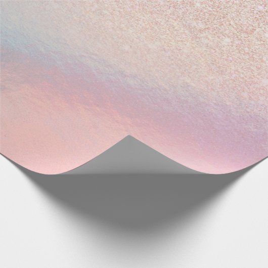 Rose Gold Glitzer Iridescent Holographic Gradient Geschenkpapier (Ecke)