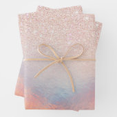 Rose Gold Glitzer Iridescent Holographic Gradient Geschenkpapier Set (Beispiel)