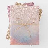 Rose Gold Glitzer Iridescent Holographic Gradient Geschenkpapier Set (Beispiel)