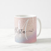 Rose Gold Glitzer Iridescent Holographic Gradient Kaffeetasse (VorderseiteRechts)