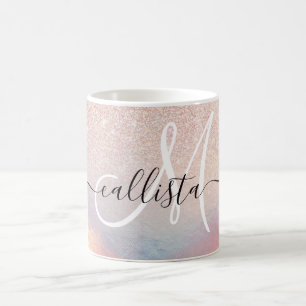 Rose Gold Glitzer Iridescent Holographic Gradient Kaffeetasse
